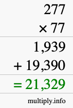 How to calculate 277 times 77 using long multiplication
