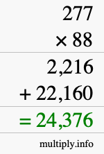 How to calculate 277 times 88 using long multiplication