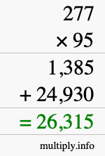 How to calculate 277 times 95 using long multiplication