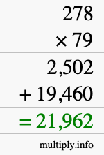 How to calculate 278 times 79 using long multiplication