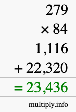 How to calculate 279 times 84 using long multiplication How to calculate 279 times 84 using long multiplication
