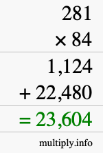 How to calculate 281 times 84 using long multiplication How to calculate 281 times 84 using long multiplication
