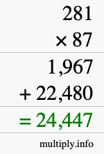 How to calculate 281 times 87 using long multiplication How to calculate 281 times 87 using long multiplication