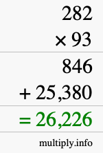How to calculate 282 times 93 using long multiplication How to calculate 282 times 93 using long multiplication