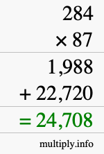 How to calculate 284 times 87 using long multiplication How to calculate 284 times 87 using long multiplication
