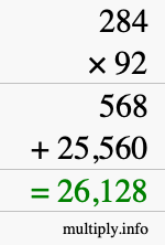 How to calculate 284 times 92 using long multiplication How to calculate 284 times 92 using long multiplication