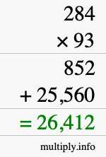 How to calculate 284 times 93 using long multiplication How to calculate 284 times 93 using long multiplication