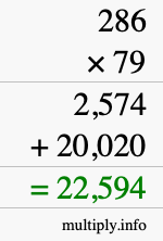 How to calculate 286 times 79 using long multiplication