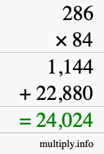 How to calculate 286 times 84 using long multiplication How to calculate 286 times 84 using long multiplication