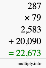 How to calculate 287 times 79 using long multiplication