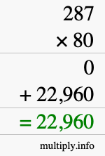How to calculate 287 times 80 using long multiplication How to calculate 287 times 80 using long multiplication