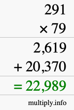How to calculate 291 times 79 using long multiplication