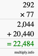 How to calculate 292 times 77 using long multiplication