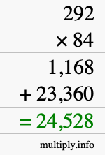 How to calculate 292 times 84 using long multiplication How to calculate 292 times 84 using long multiplication