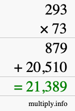 How to calculate 293 times 73 using long multiplication
