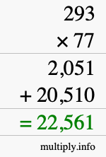 How to calculate 293 times 77 using long multiplication