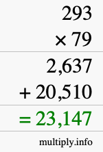 How to calculate 293 times 79 using long multiplication