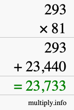 How to calculate 293 times 81 using long multiplication
