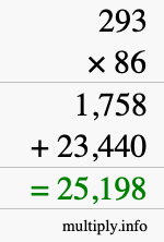 How to calculate 293 times 86 using long multiplication