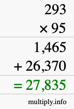 How to calculate 293 times 95 using long multiplication