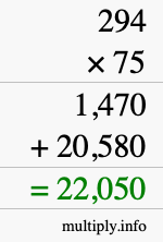 How to calculate 294 times 75 using long multiplication How to calculate 294 times 75 using long multiplication