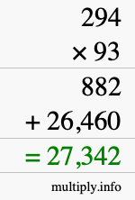 How to calculate 294 times 93 using long multiplication How to calculate 294 times 93 using long multiplication