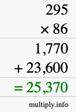 How to calculate 295 times 86 using long multiplication