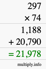 How to calculate 297 times 74 using long multiplication