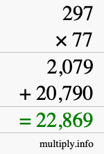How to calculate 297 times 77 using long multiplication
