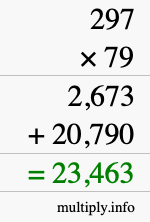 How to calculate 297 times 79 using long multiplication