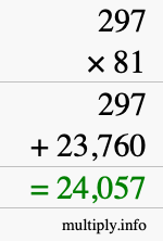 How to calculate 297 times 81 using long multiplication