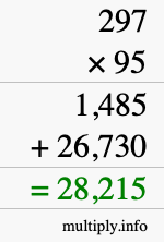 How to calculate 297 times 95 using long multiplication