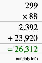 How to calculate 299 times 88 using long multiplication
