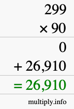 How to calculate 299 times 90 using long multiplication