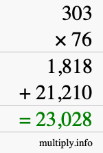 How to calculate 303 times 76 using long multiplication