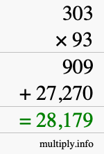 How to calculate 303 times 93 using long multiplication How to calculate 303 times 93 using long multiplication