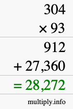 How to calculate 304 times 93 using long multiplication How to calculate 304 times 93 using long multiplication