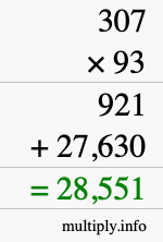 How to calculate 307 times 93 using long multiplication How to calculate 307 times 93 using long multiplication