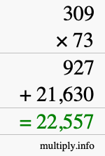 How to calculate 309 times 73 using long multiplication How to calculate 309 times 73 using long multiplication