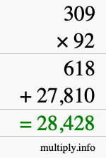 How to calculate 309 times 92 using long multiplication How to calculate 309 times 92 using long multiplication