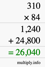 How to calculate 310 times 84 using long multiplication How to calculate 310 times 84 using long multiplication
