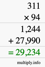 How to calculate 311 times 94 using long multiplication How to calculate 311 times 94 using long multiplication