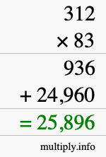 How to calculate 312 times 83 using long multiplication How to calculate 312 times 83 using long multiplication