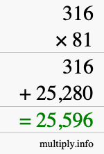 How to calculate 316 times 81 using long multiplication
