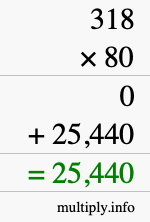 How to calculate 318 times 80 using long multiplication How to calculate 318 times 80 using long multiplication