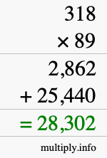 How to calculate 318 times 89 using long multiplication How to calculate 318 times 89 using long multiplication