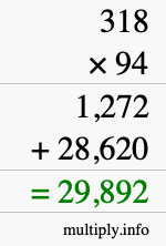 How to calculate 318 times 94 using long multiplication How to calculate 318 times 94 using long multiplication