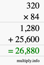 How to calculate 320 times 84 using long multiplication How to calculate 320 times 84 using long multiplication