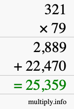 How to calculate 321 times 79 using long multiplication