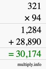 How to calculate 321 times 94 using long multiplication How to calculate 321 times 94 using long multiplication